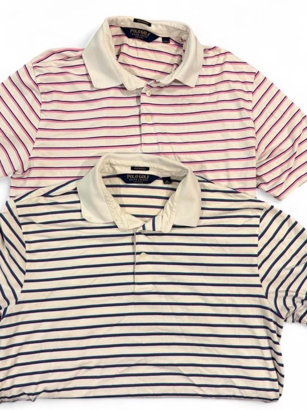 Lot of 2 Polo Golf Ralph Lauren Performance Polo Shirts Mens M Medium Striped